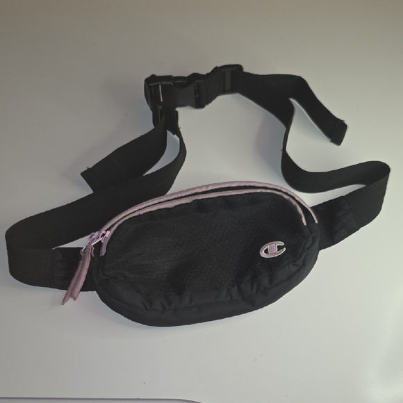 Champion Black and Light Pink Waist Bag - Picture 1 of 3